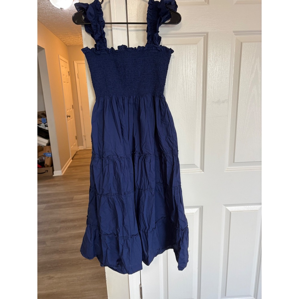 Hill House Home The Nap Dress Navy Blue Smocked Tiered Ellie Midi Dress Medium